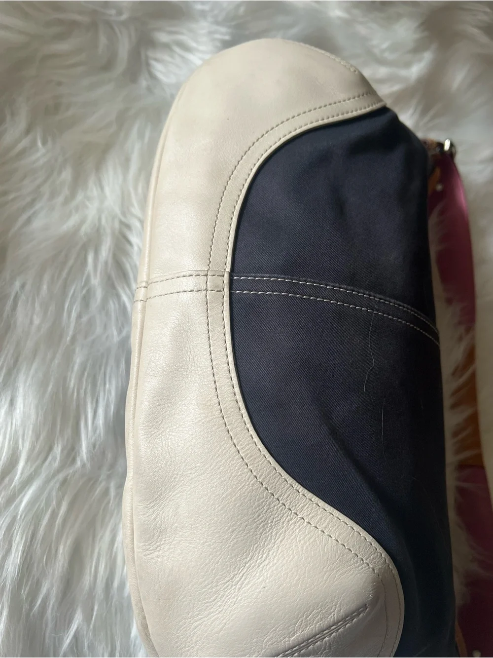Coach Two-Tone Shoulder Bag in Black, White & Pink